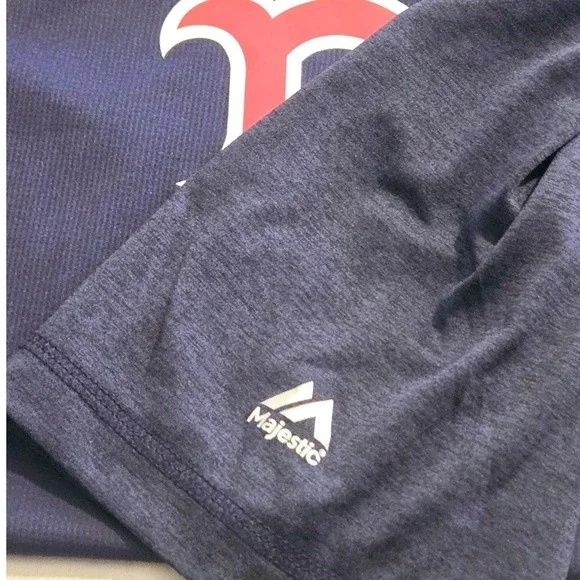 Majestic Boston Red Sox Mens Medium CoolBase Navy Blue Raglan T-Shirt NWT - Picture 5 of 10